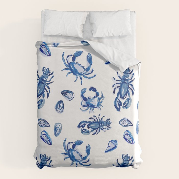 Blue and White Sea Life II Duvet Cover Gallery Image 1