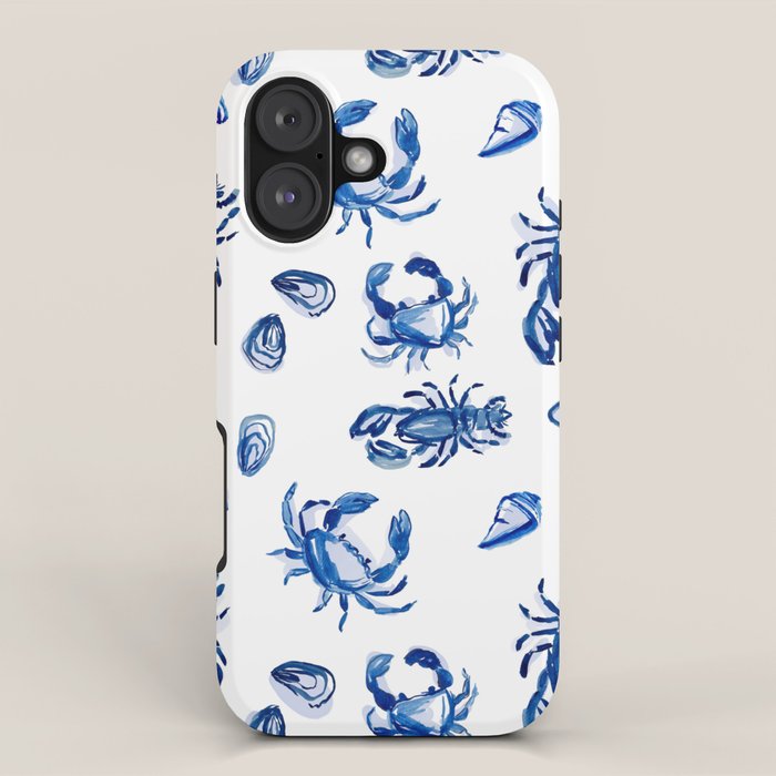 Blue and White Sea Life II iPhone Case Gallery Image 1