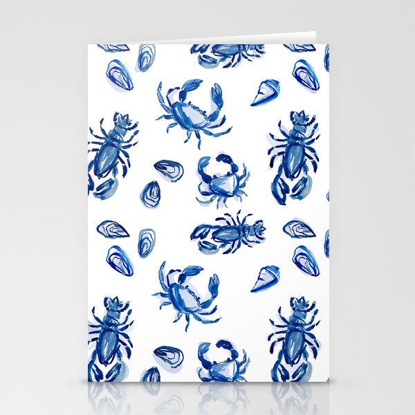 Blue and White Sea Life II Stationery Card Gallery Image 2