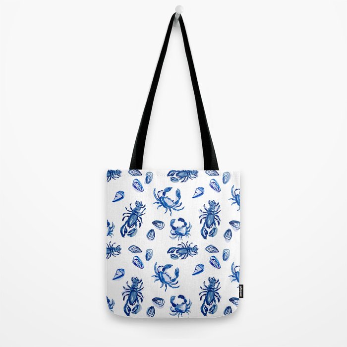 Blue and White Sea Life II Tote Bag Gallery Image 2