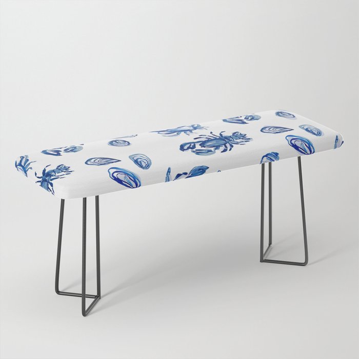 Blue and White Sea Life II Bench Gallery Image 1