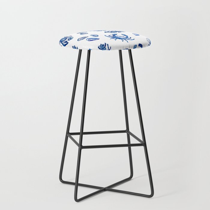 Blue and White Sea Life II Stool Gallery Image 1