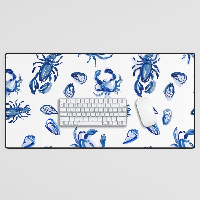 Blue and White Sea Life II Desk Mat Gallery Image 1