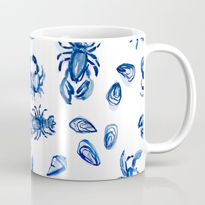Blue and White Sea Life II Coffee Mug Gallery Image 1