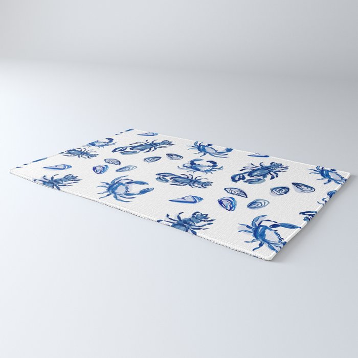 Blue and White Sea Life II Rug Gallery Image 3