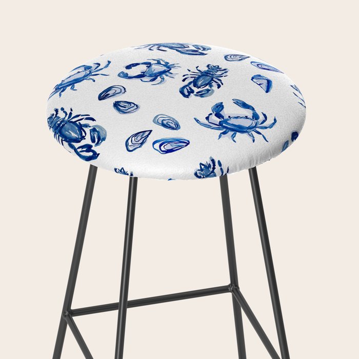 Blue and White Sea Life II Stool Gallery Image 2