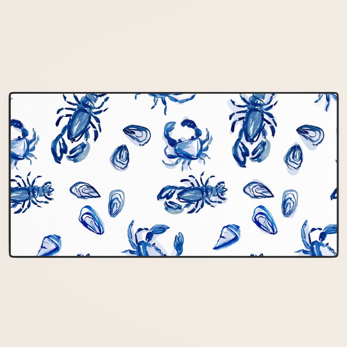 Blue and White Sea Life II Desk Mat Gallery Image 3