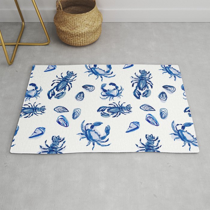 Blue and White Sea Life II Rug Gallery Image 1