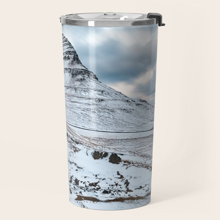 KIRKJUFELL MOUNTAIN & WATERFALL IN WINTER ICELAND LANDSCAPE Travel Mug Gallery Image 2