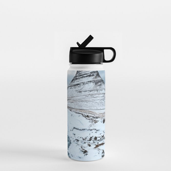 KIRKJUFELL MOUNTAIN & WATERFALL IN WINTER ICELAND LANDSCAPE Water Bottle Gallery Image 1