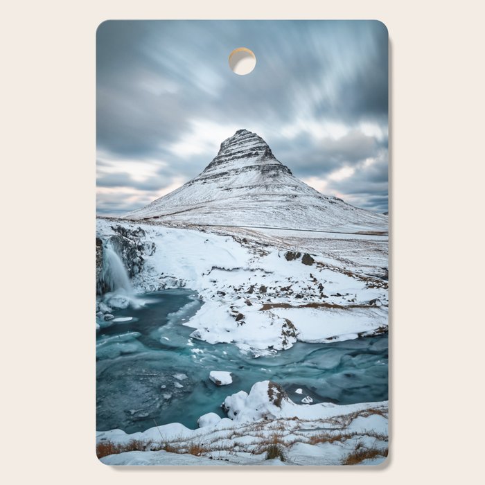 KIRKJUFELL MOUNTAIN & WATERFALL IN WINTER ICELAND LANDSCAPE Cutting Board Gallery Image 1