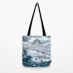 KIRKJUFELL MOUNTAIN & WATERFALL IN WINTER ICELAND LANDSCAPE Tote Bag Gallery Image 2