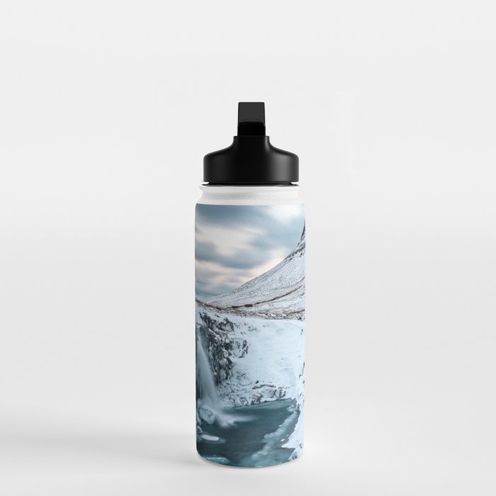 KIRKJUFELL MOUNTAIN & WATERFALL IN WINTER ICELAND LANDSCAPE Water Bottle Gallery Image 3