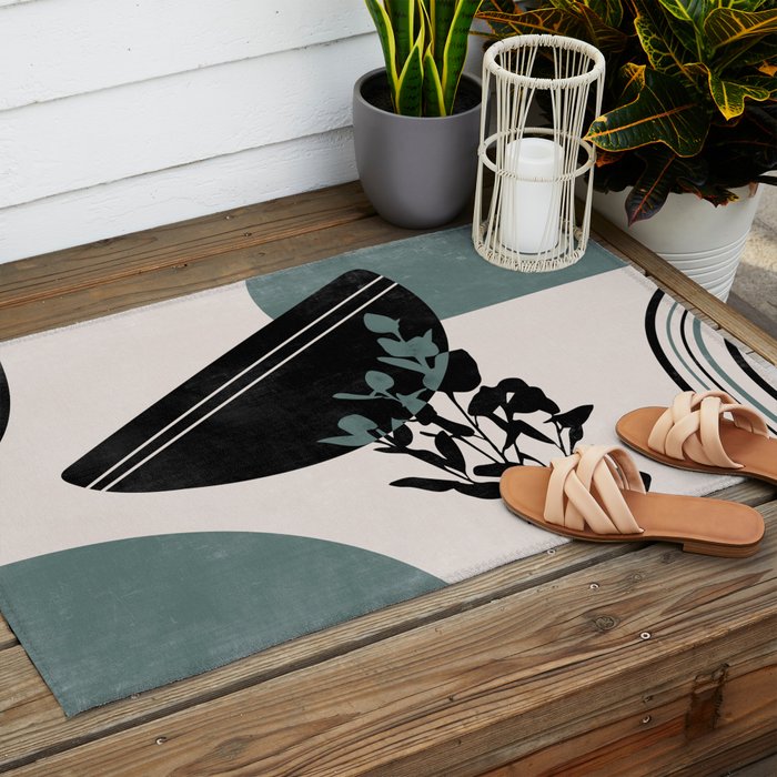 Eucalyptus Boho Botanical Outdoor Rug Gallery Image 2
