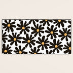 Retro modern black daisies  Desk Mat Gallery Image 3