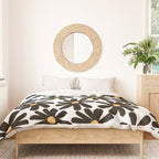 Retro modern black daisies  Duvet Cover Gallery Image 3