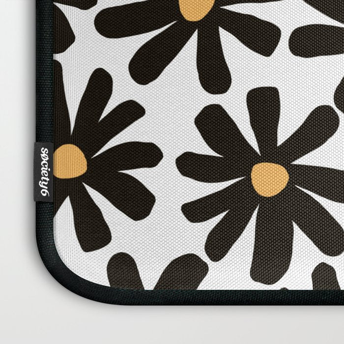 Retro modern black daisies  Laptop Sleeve Gallery Image 3