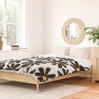 Retro modern black daisies  Duvet Cover Gallery Image 2