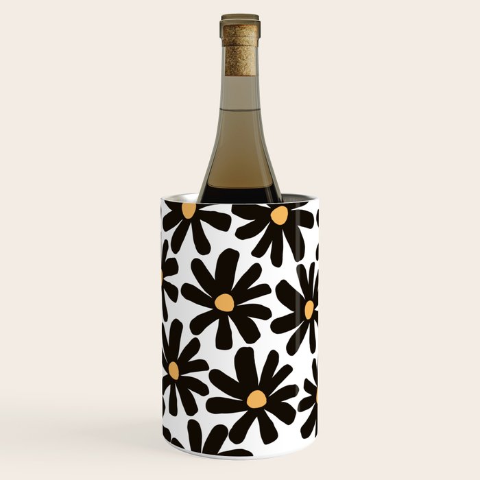 Retro modern black daisies  Wine Chiller Gallery Image 3