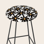 Retro modern black daisies  Stool Gallery Image 2