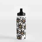Retro modern black daisies  Water Bottle Gallery Image 2