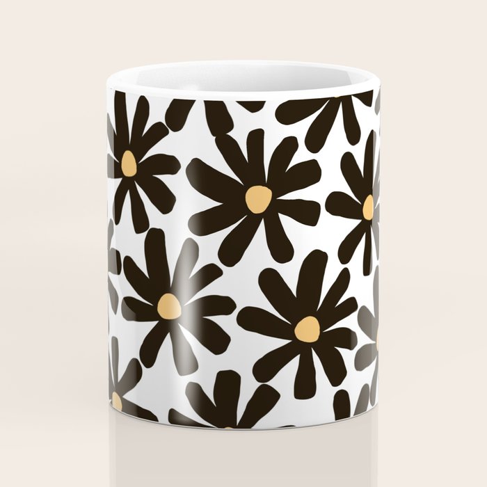 Retro modern black daisies  Coffee Mug Gallery Image 4