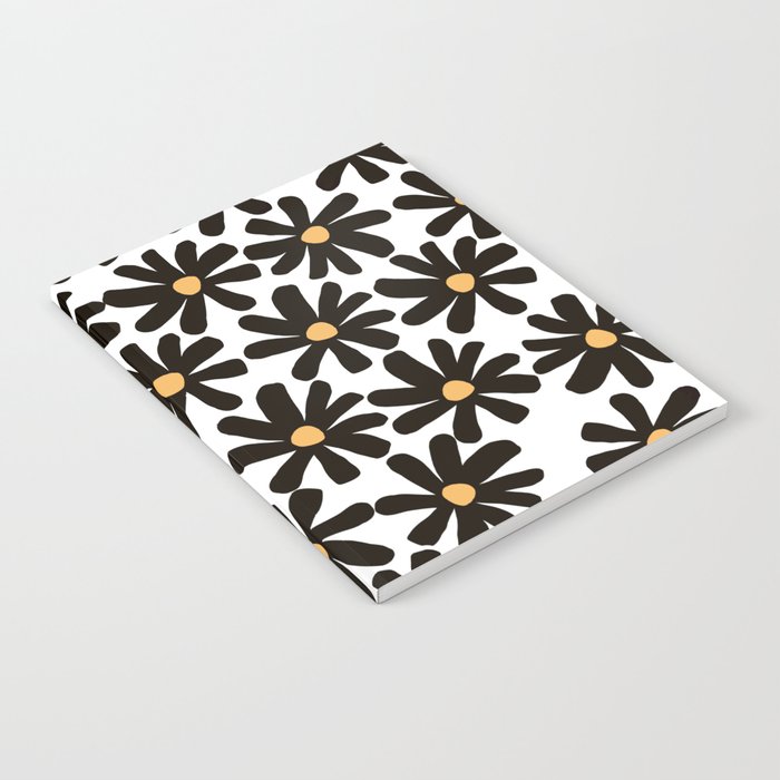 Retro modern black daisies  Notebook Gallery Image 2