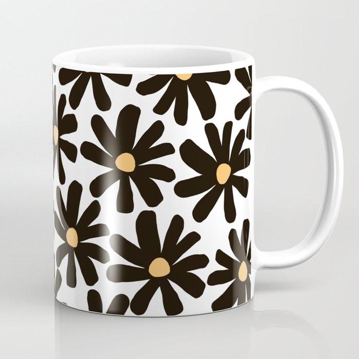 Retro modern black daisies  Coffee Mug Gallery Image 1