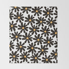 Retro modern black daisies  Throw Blanket Gallery Image 2
