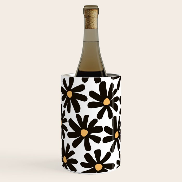 Retro modern black daisies  Wine Chiller Gallery Image 2