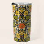 Modern Floral Pattern in Orange, Yellow, Green & Navy Travel Mug Gallery Image 3
