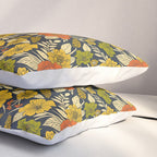 Modern Floral Pattern in Orange, Yellow, Green & Navy Pillow Sham Gallery Image 3