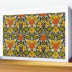 Modern Floral Pattern in Orange, Yellow, Green & Navy Wall Mural Gallery Image 2