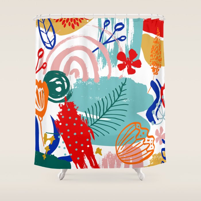 Summer Floral Prints, Abstract, Colourful Prints. Shower Curtain Gallery Image 1