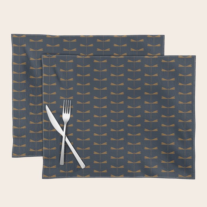 Dragonfly Pattern II Dark Blue Placemat Gallery Image 1