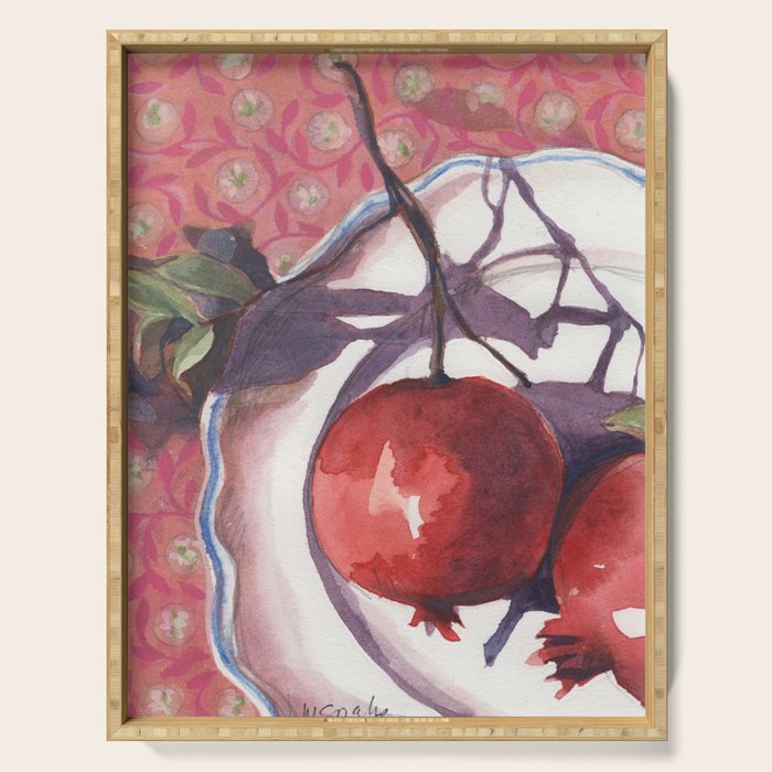 Red Pomegranates Serving Tray Gallery Image 1