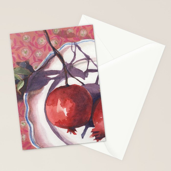 Red Pomegranates Stationery Card Gallery Image 2