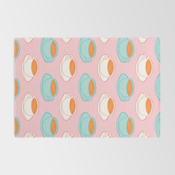 Colorful retro coffee cup art pattern Rug Gallery Image 2