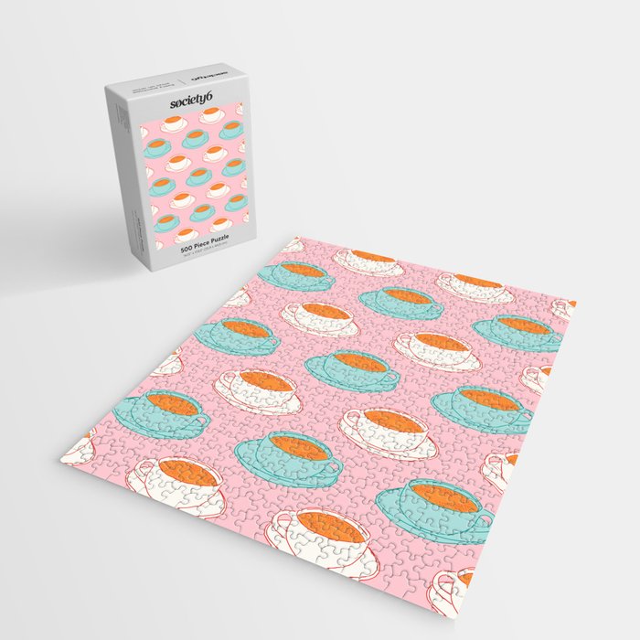 Colorful retro coffee cup art pattern Jigsaw Puzzle Gallery Image 2