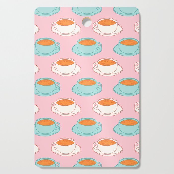 Colorful retro coffee cup art pattern Cutting Board Gallery Image 1