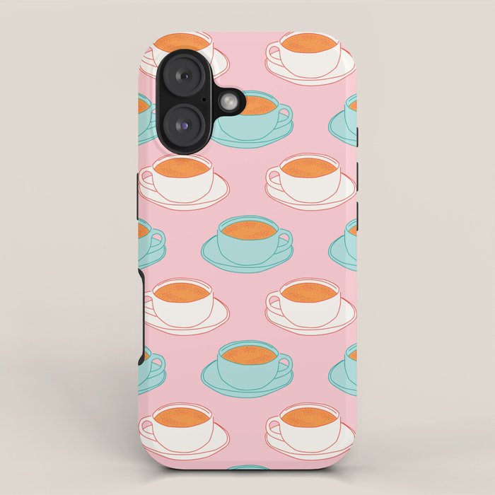 Colorful retro coffee cup art pattern iPhone Case Gallery Image 1