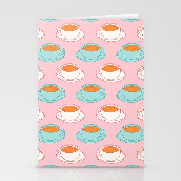 Colorful retro coffee cup art pattern Stationery Card Gallery Image 2