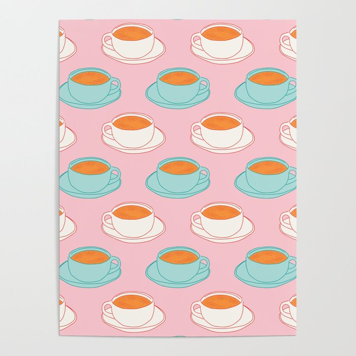 Colorful retro coffee cup art pattern Poster Gallery Image 4