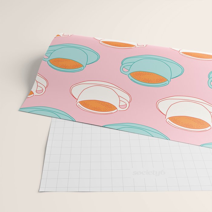 Colorful retro coffee cup art pattern Wrapping Paper Gallery Image 2