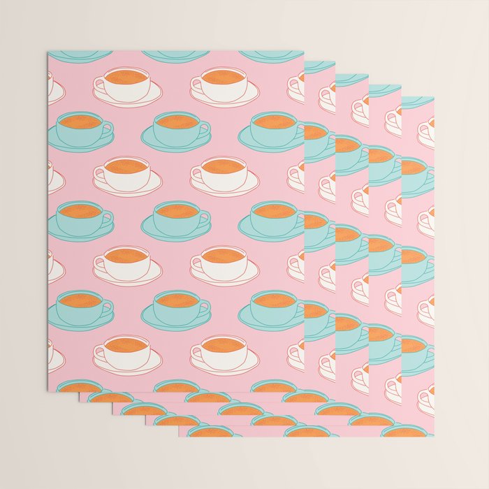 Colorful retro coffee cup art pattern Wrapping Paper Gallery Image 3