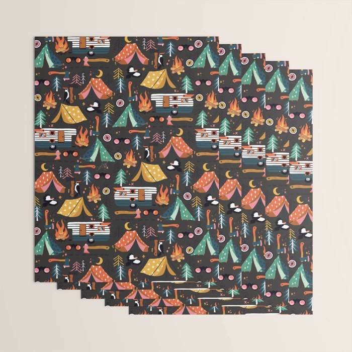 Camping Kit - Charcoal Wrapping Paper Gallery Image 3