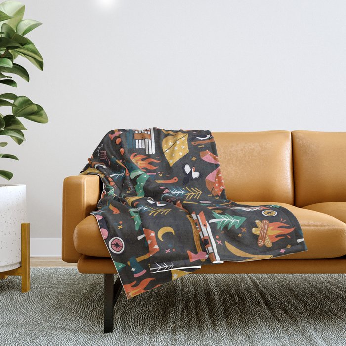 Camping Kit - Charcoal Throw Blanket Gallery Image 1