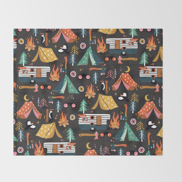 Camping Kit - Charcoal Throw Blanket Gallery Image 2