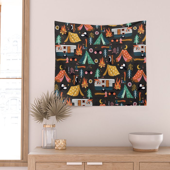Camping Kit - Charcoal Wall Tapestry Gallery Image 2