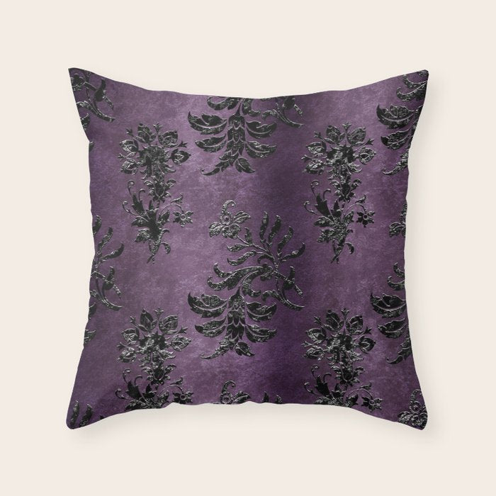 Embossed Black Velvet 03 Throw Pillow Gallery Image 6
